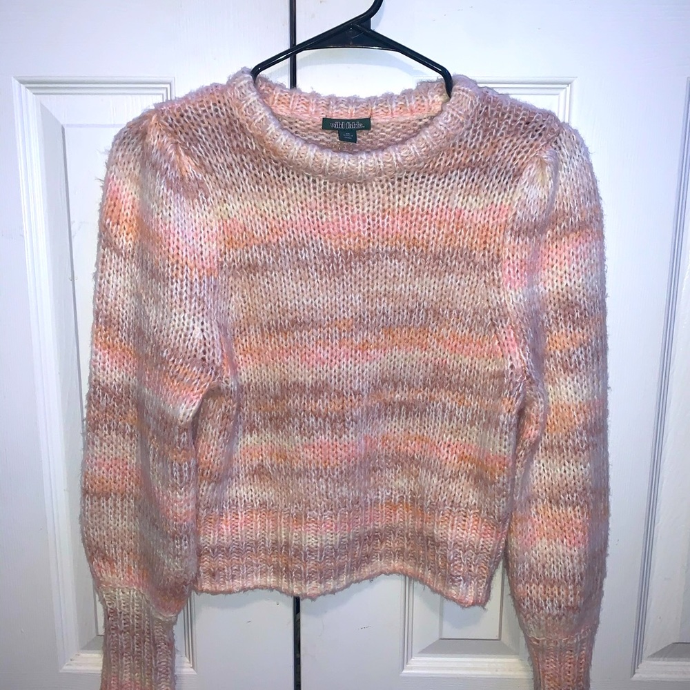 pink and white sweater